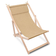 Holzliegestuhl mit Kissen Leinen-Imitat Desert Sand