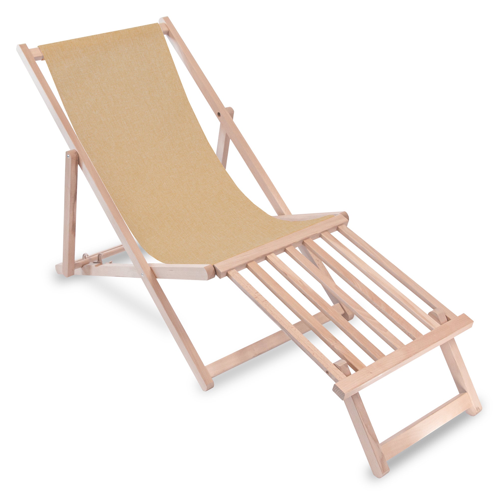 Holzliege mit Holzfußstütze Leinenoptik Desert Sand
