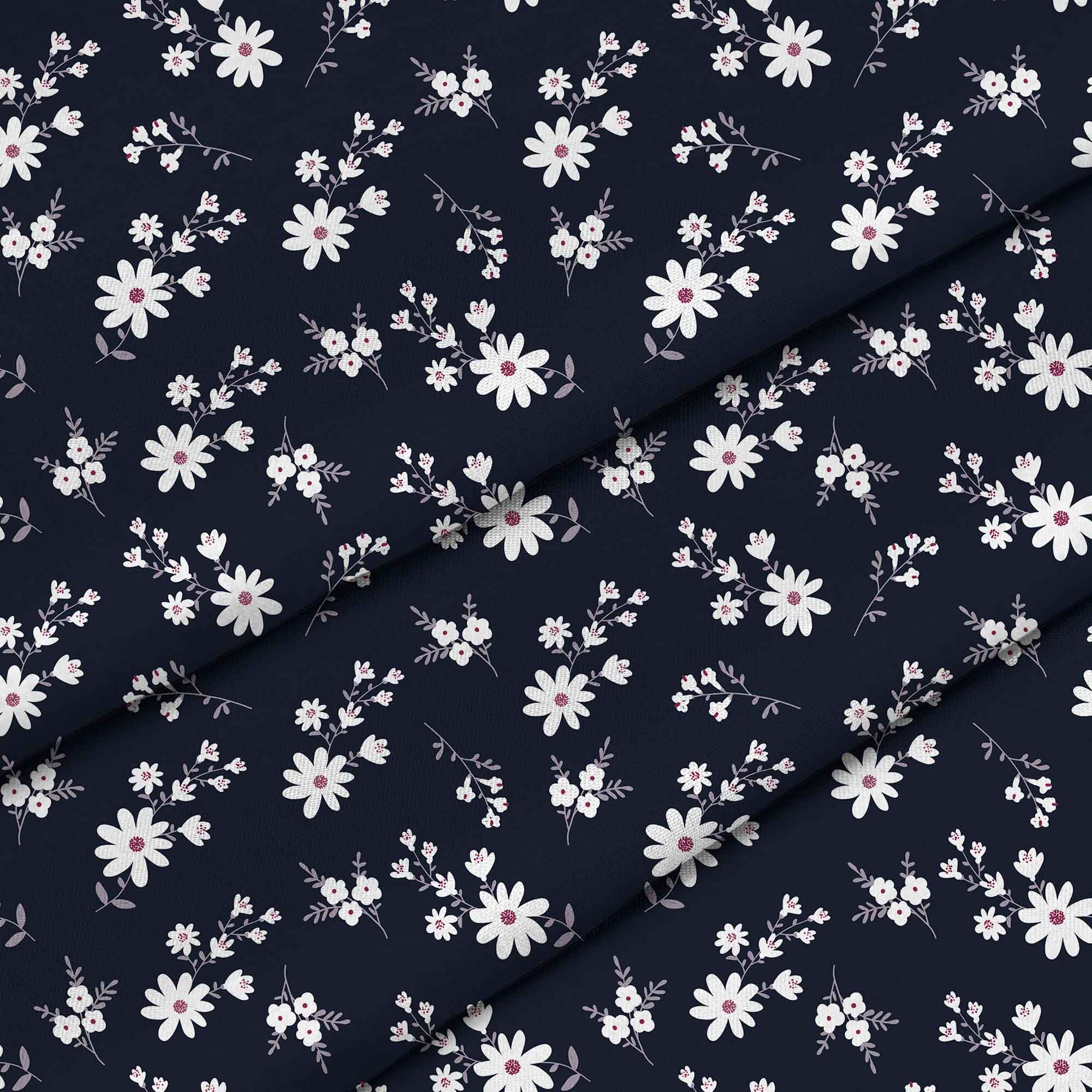 Small Flowers on Dark-Flat Microfiber