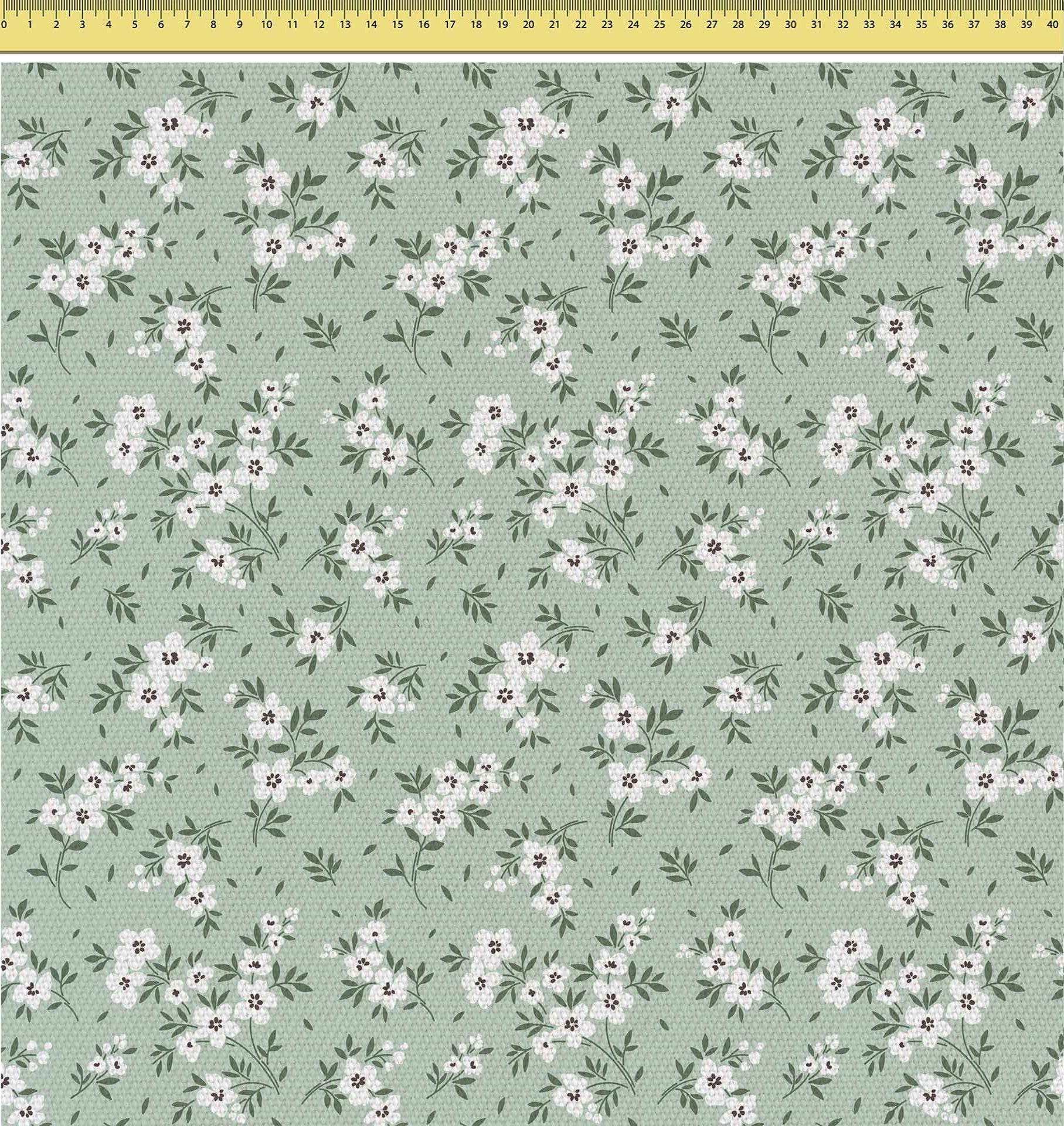 Tiny White Flowers Meadow-Mikrofaser Flach