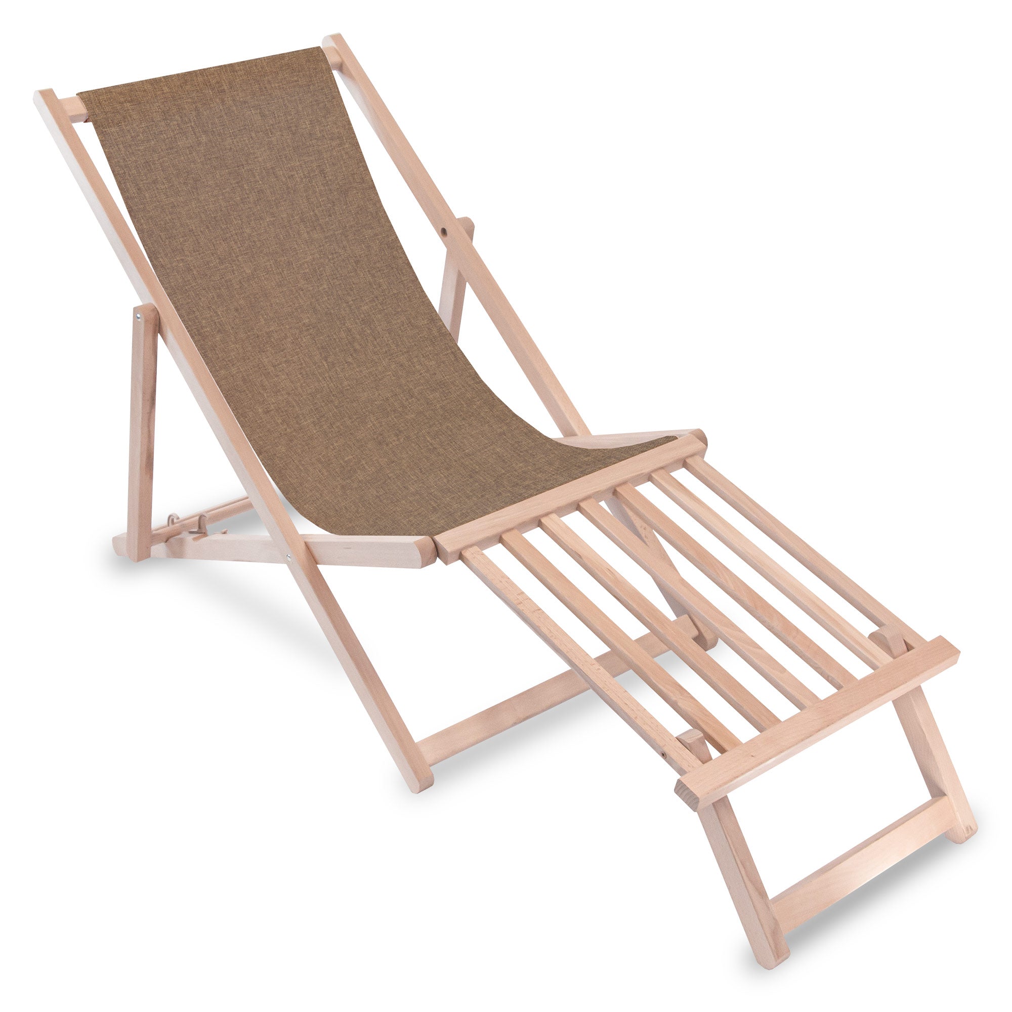 Holzliege mit Holzfußstütze Leinenoptik Cinnamon