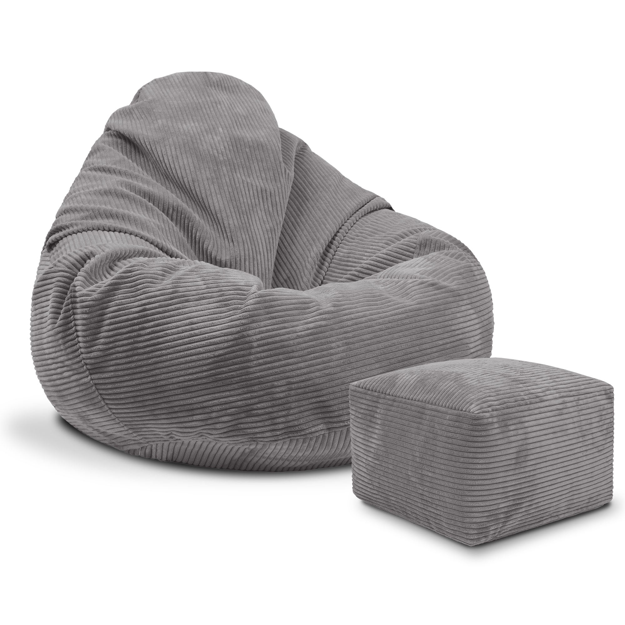 Paradise Hocker mit Fußstütze Frostgrau-M