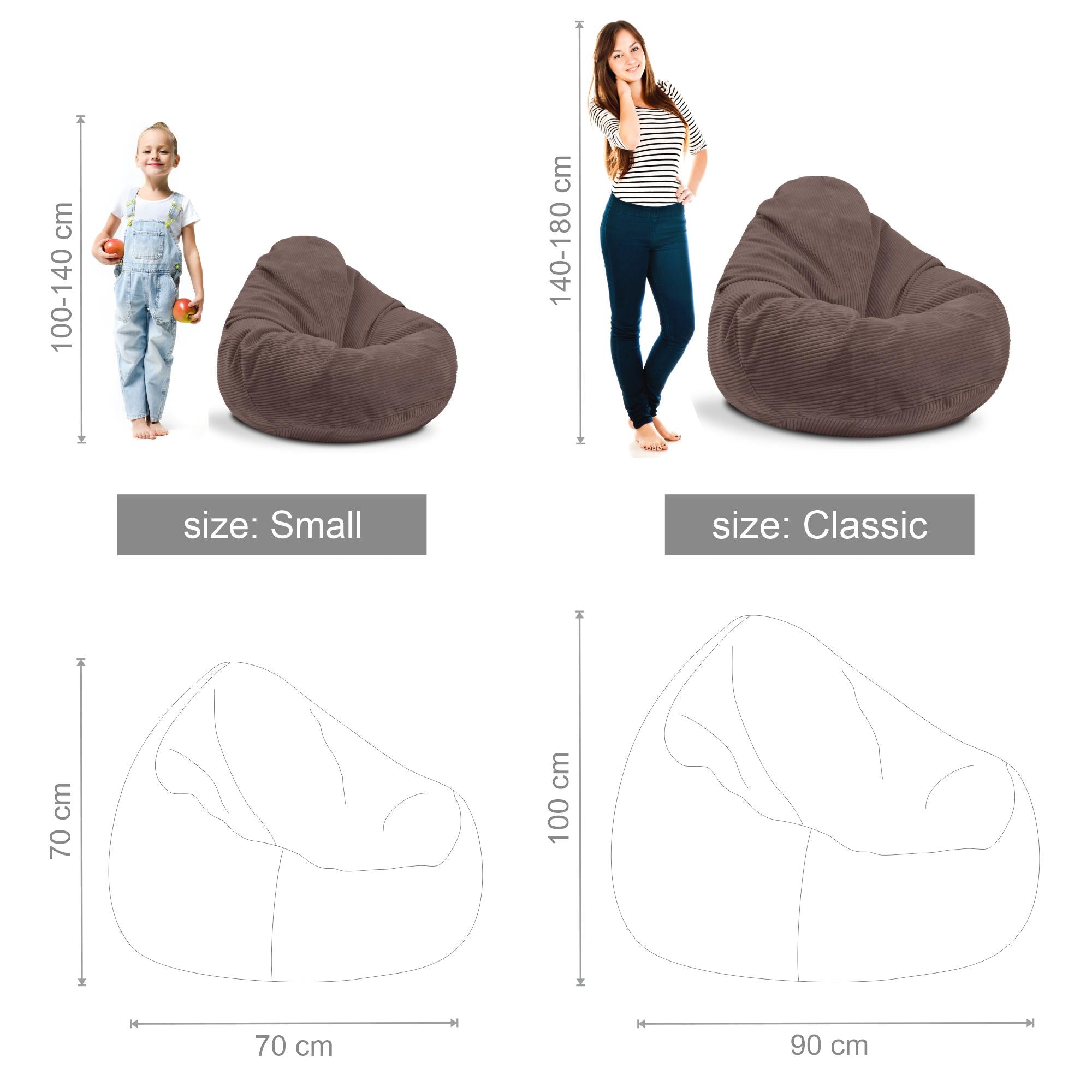 Paradise Sitzsack mit Fußhocker Roasted Cocoa-M