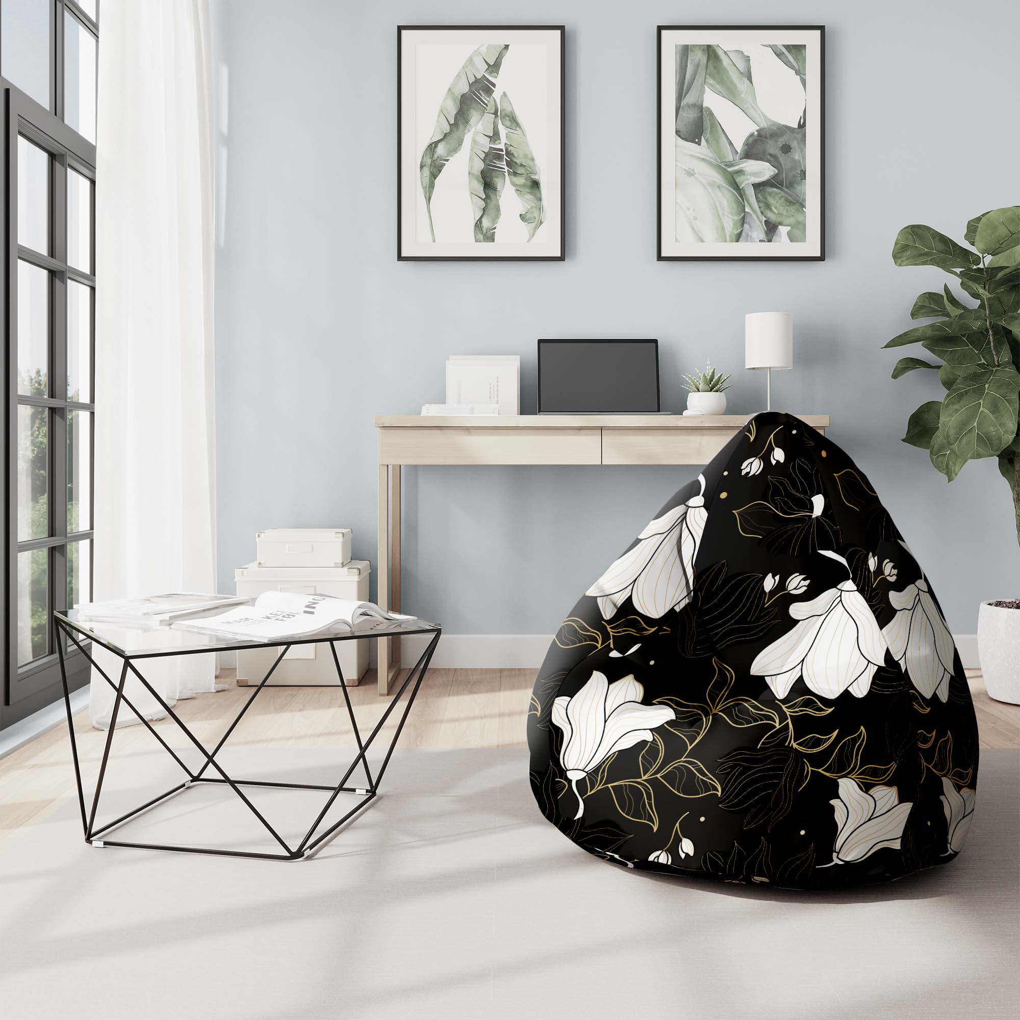 Pearshape Pouf Bohemian Flowers-M-Velvet