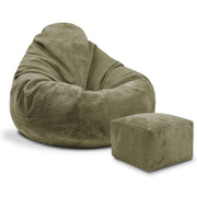 Paradise Hocker mit Fußstütze Dunkle Olive-S