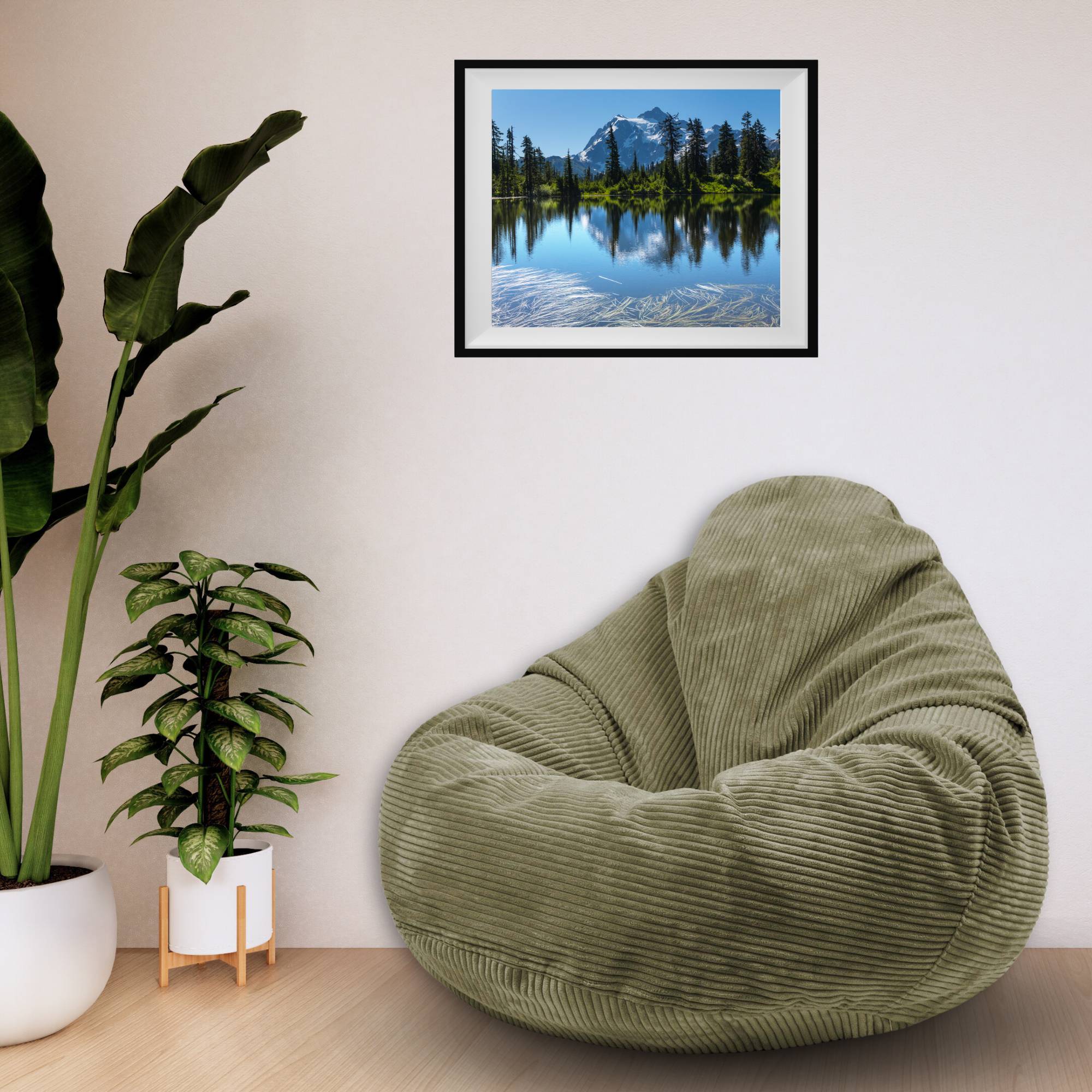 Paradise Hocker mit Fußstütze Dunkle Olive-S