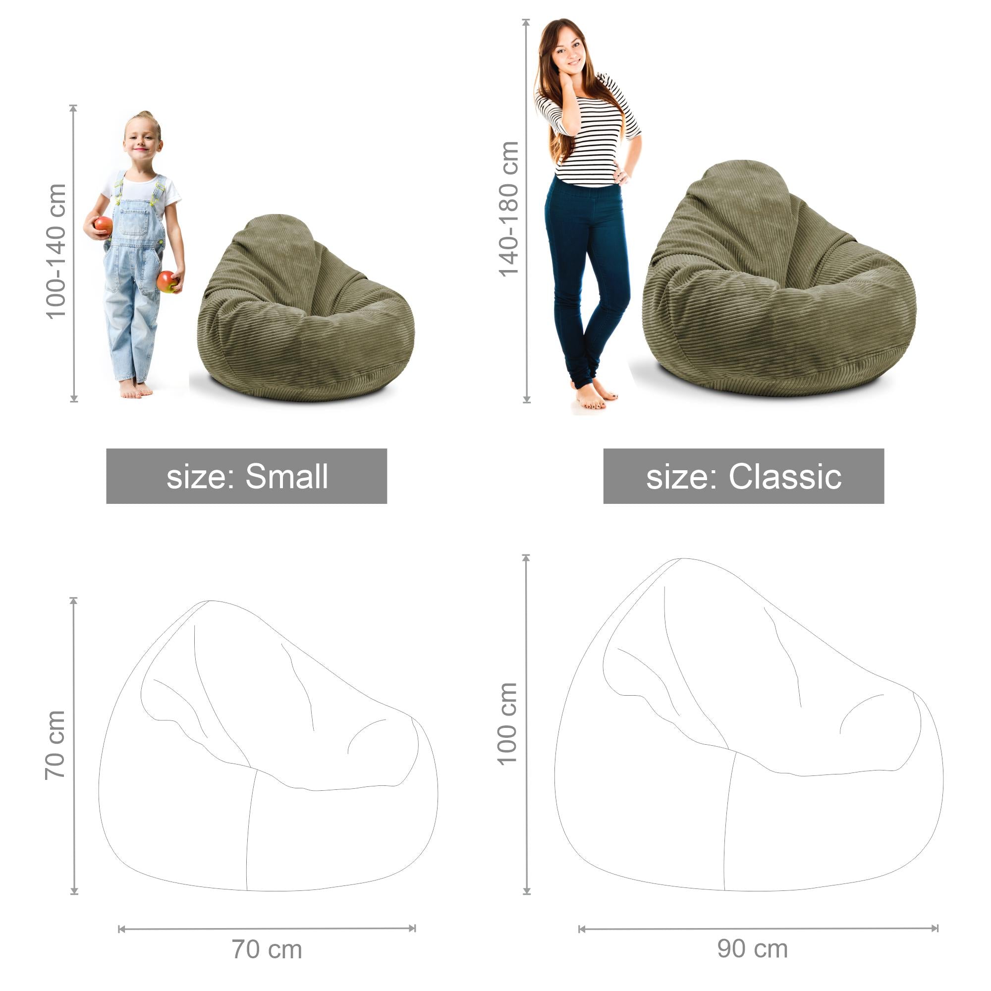 Paradise Hocker mit Fußstütze Dunkle Olive-M