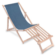 Holzliege mit Holzfußstütze Leinenoptik Denim Dream