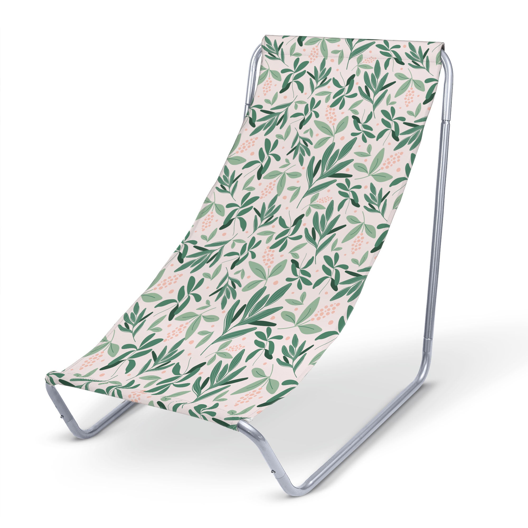 Kovové lehátko Olive Leaves na růžovém pozadí