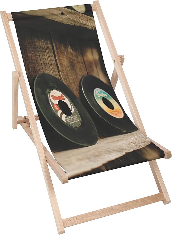 Holzliegestuhl Vinyl-Schallplatten