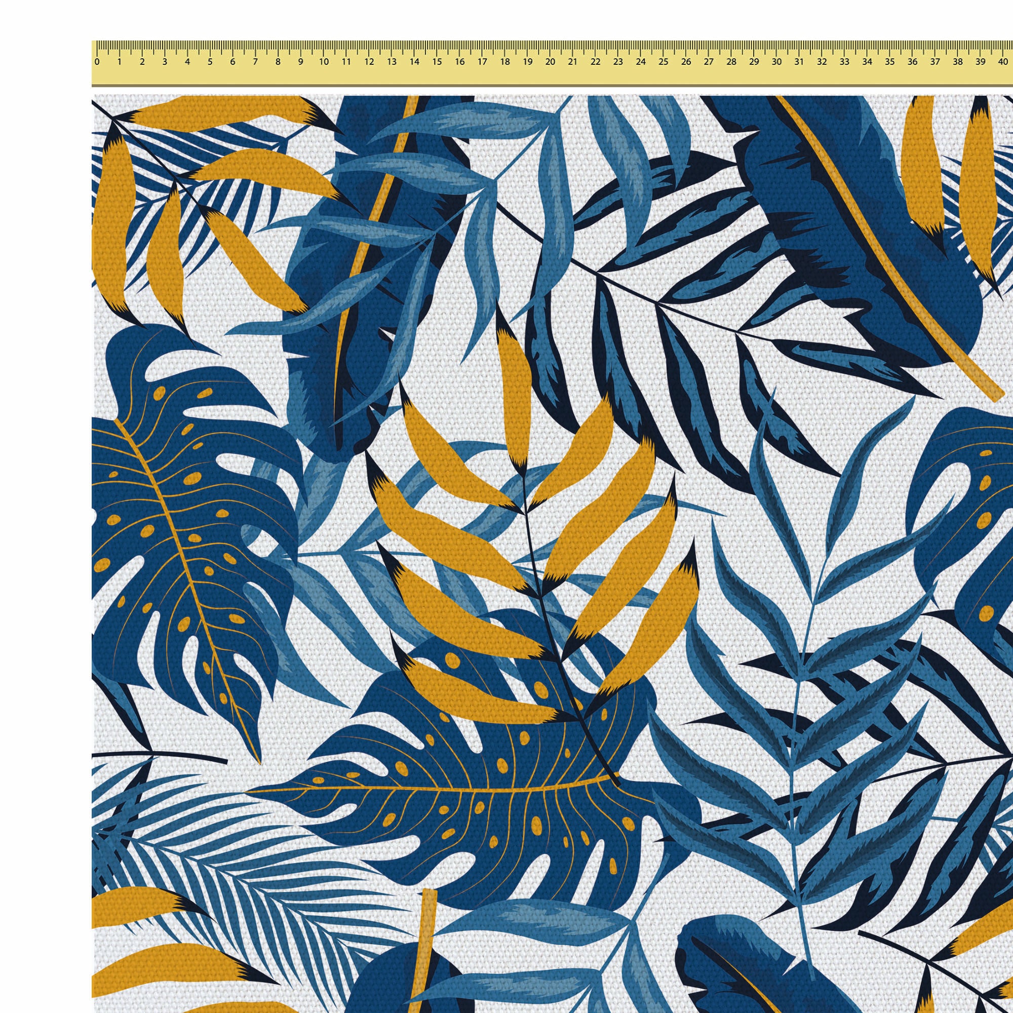 Blue Gold Leaves-Flat Microfiber