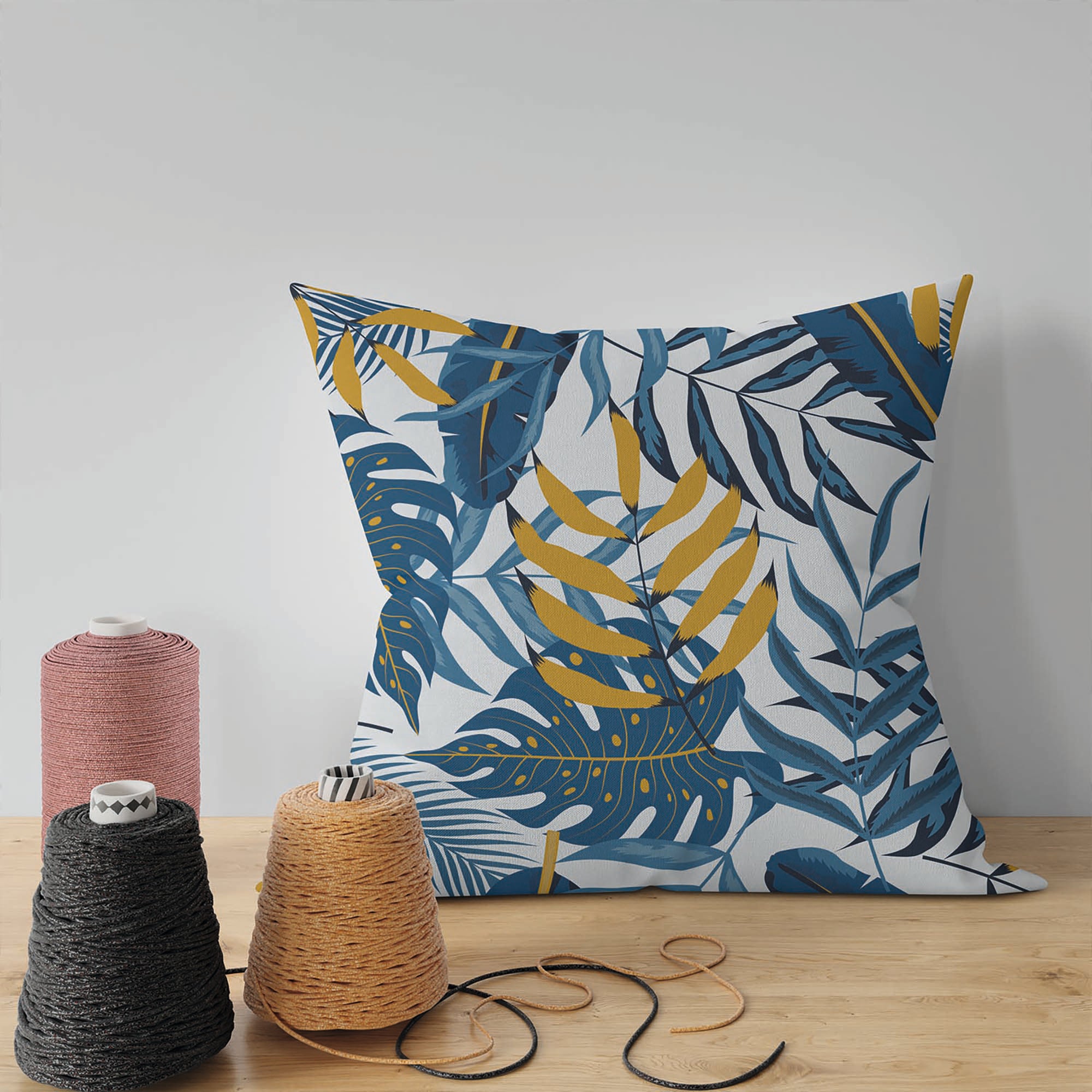 Blue Gold Leaves-Velvet