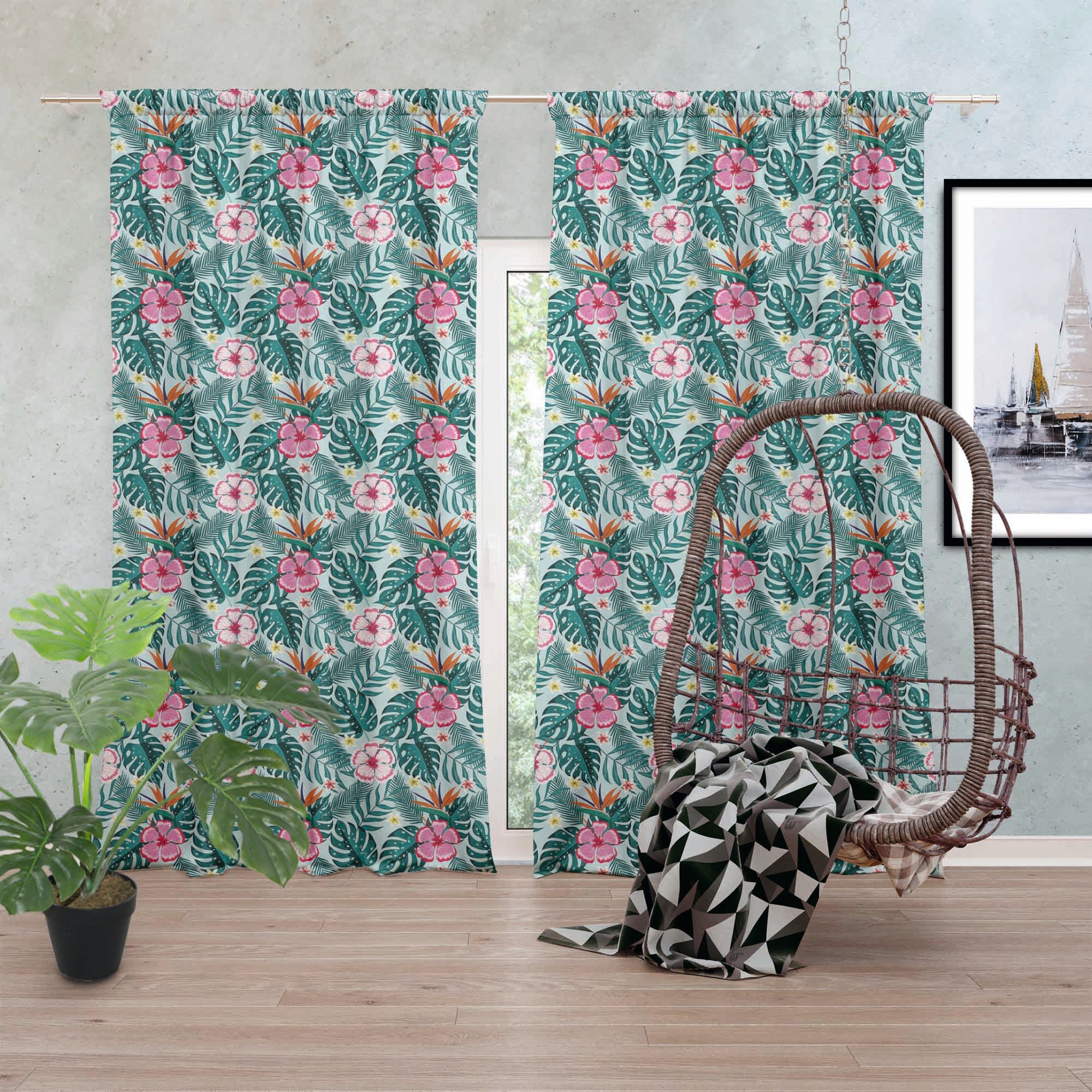 Neon Exotic Flowers-Flat Microfiber