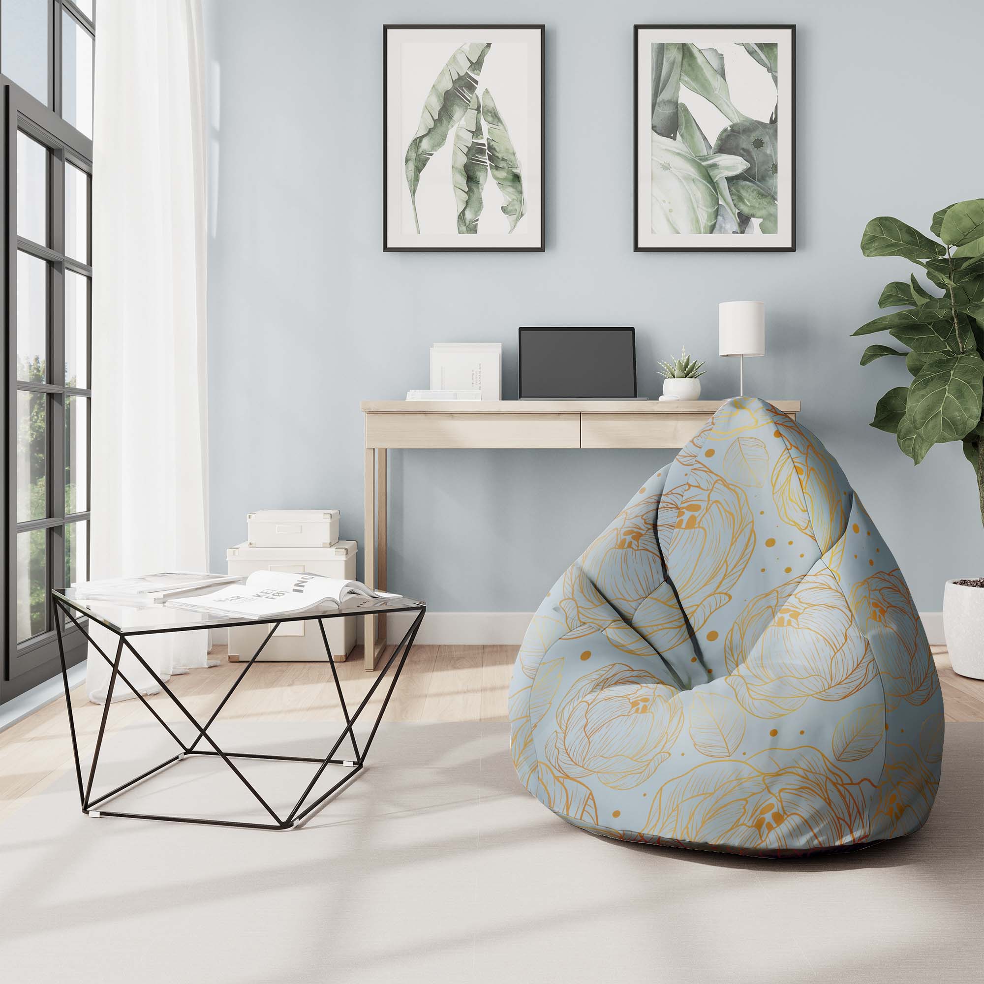 Puf Pearshape Dreaming Flowers-S-Velvet
