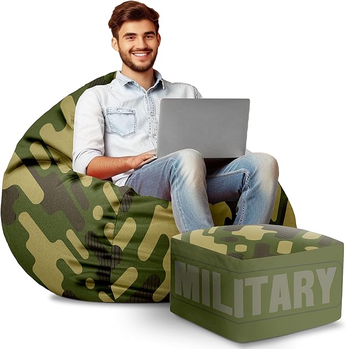 Puf Paradise s podnožkou Military