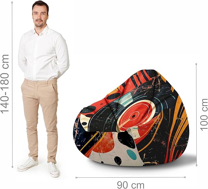 Paradise Pouf with Footrest Music-Oxford