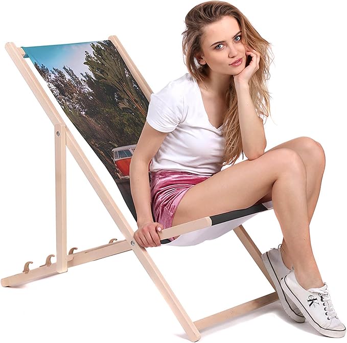 Holzliegestuhl Roter Camper