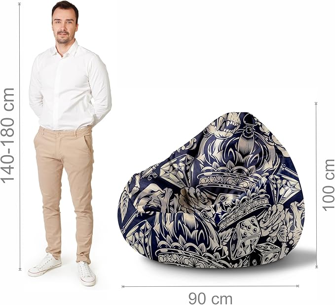 Paradise Pouf with Footrest Black Tattoos
