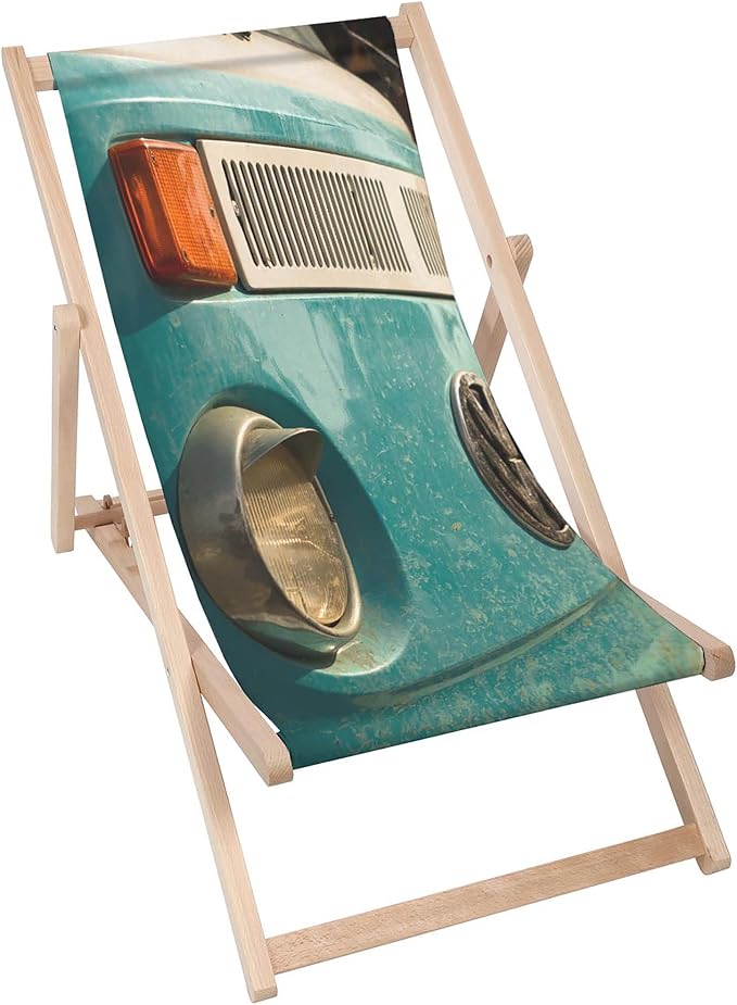 Wooden Deck Chair Blue Camper