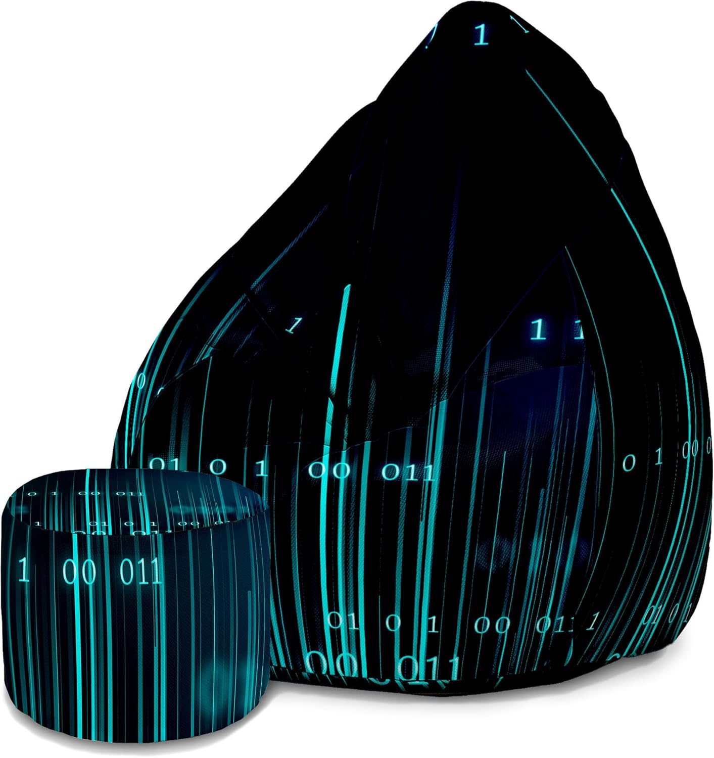 Puf Pearshape z podnóżkiem Binary Code