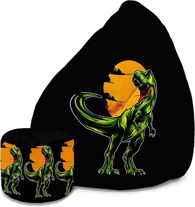 Puf Pearshape s podnožkou Wild Dinosaur-Velvet