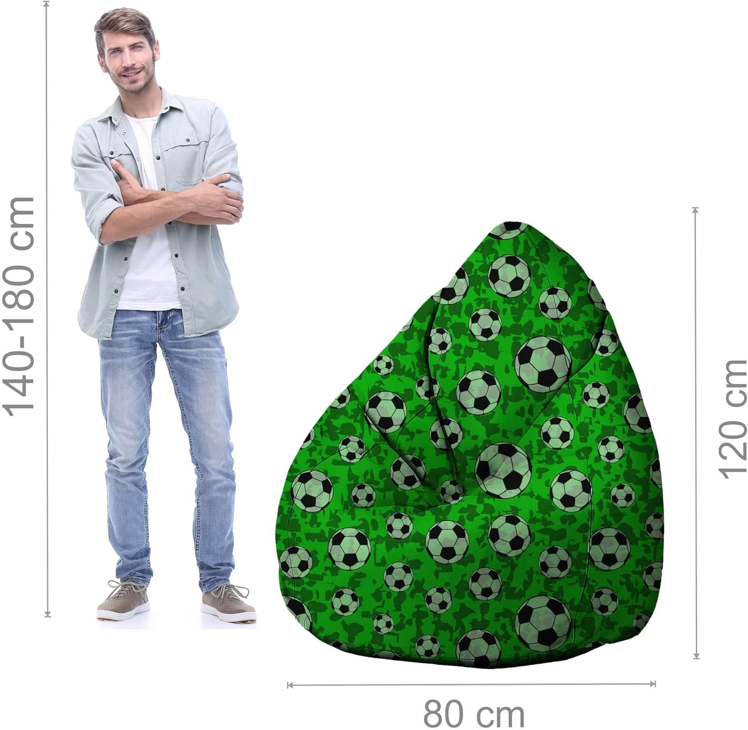 Puf Pearshape s podnožkou Soccer-Velvet