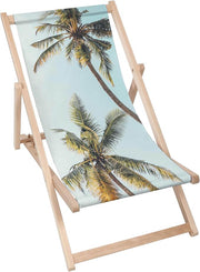 Vintage Wooden Deck Chair Palm Tree