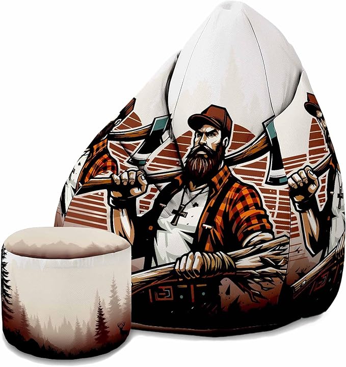 Puf Pearshape s podnožkou Lumberjack-Velvet