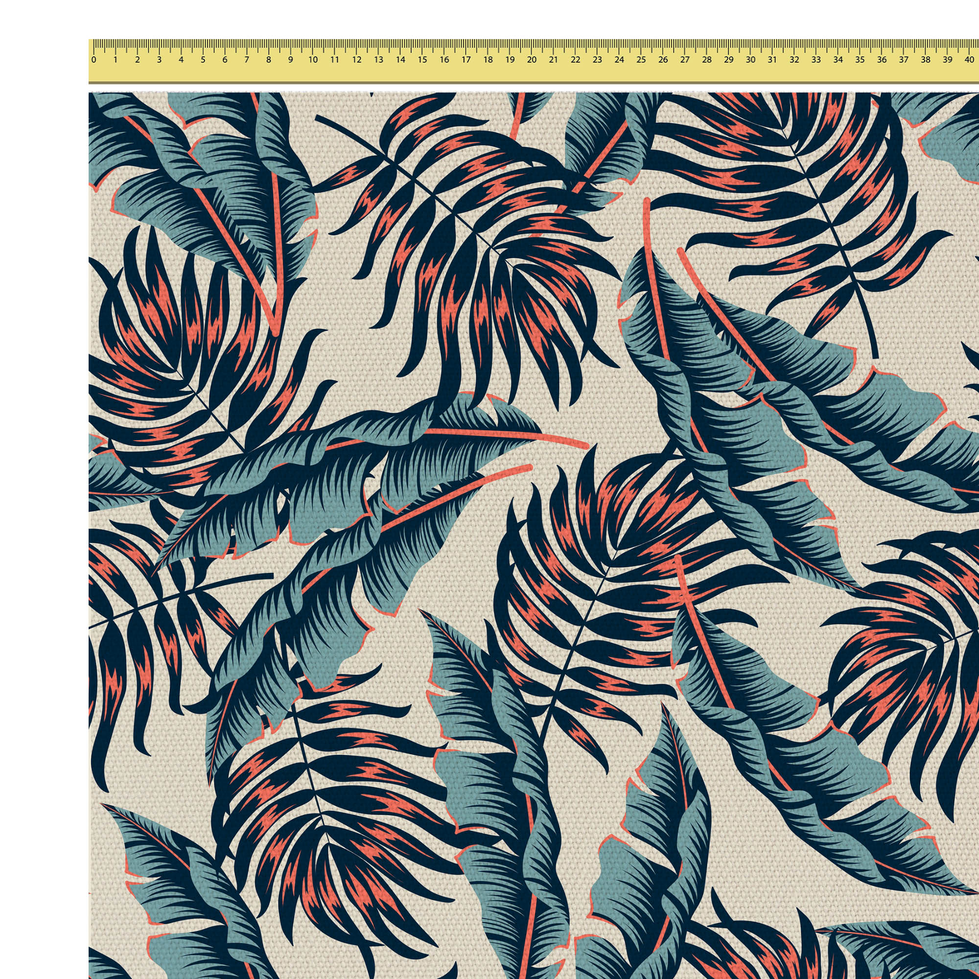 Tropical Beige Leaves-Tablecloth Fabric