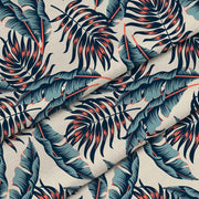 Tropical Beige Leaves-Tablecloth Fabric