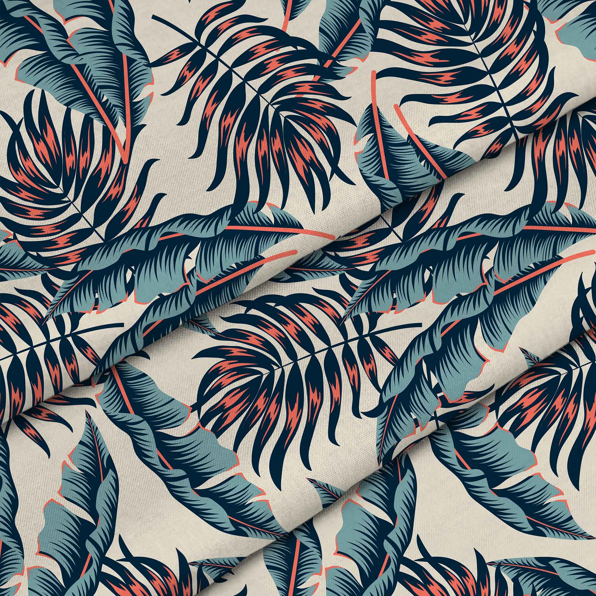 Tropical Beige Leaves-Tablecloth Fabric