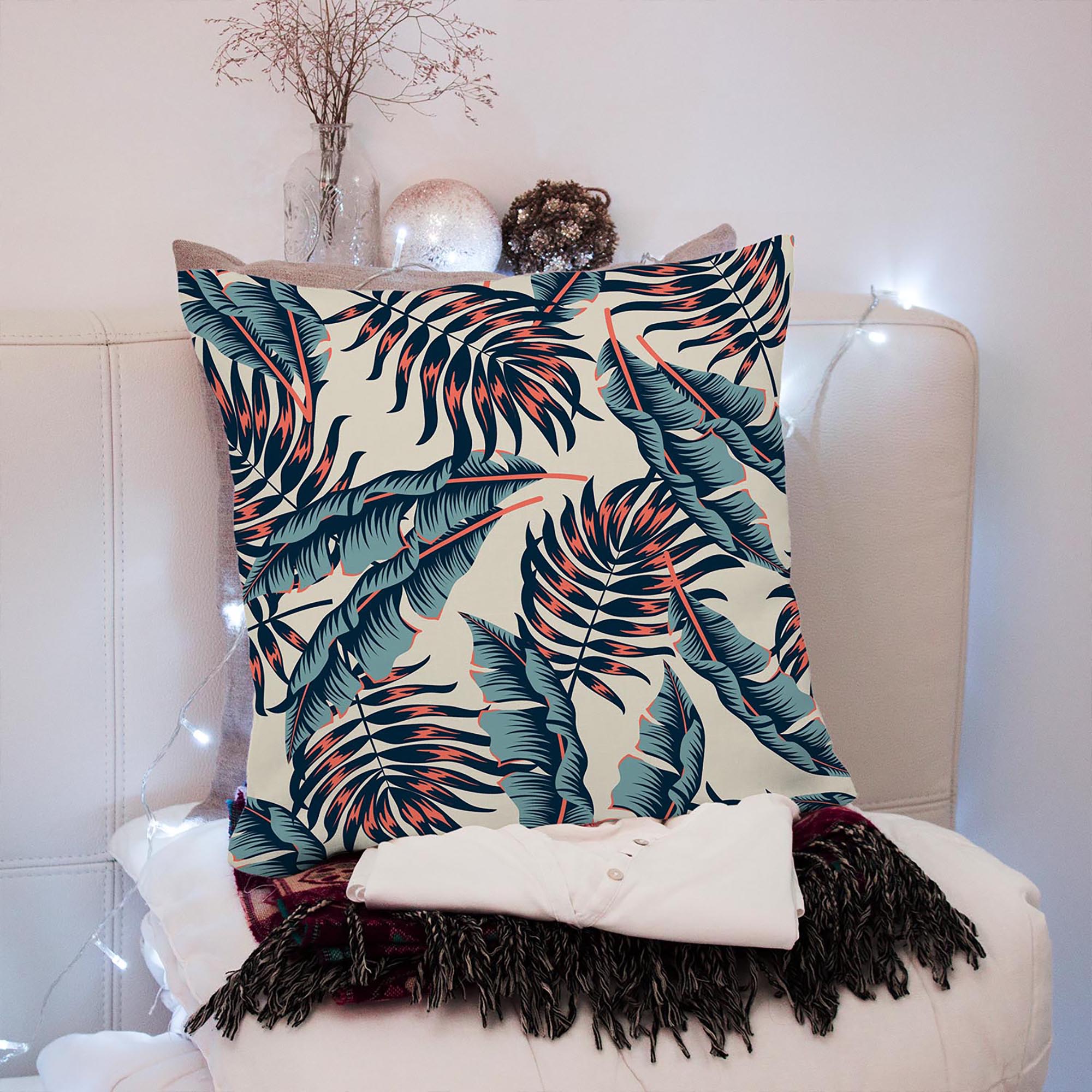 Tropical Beige Leaves-Tablecloth Fabric