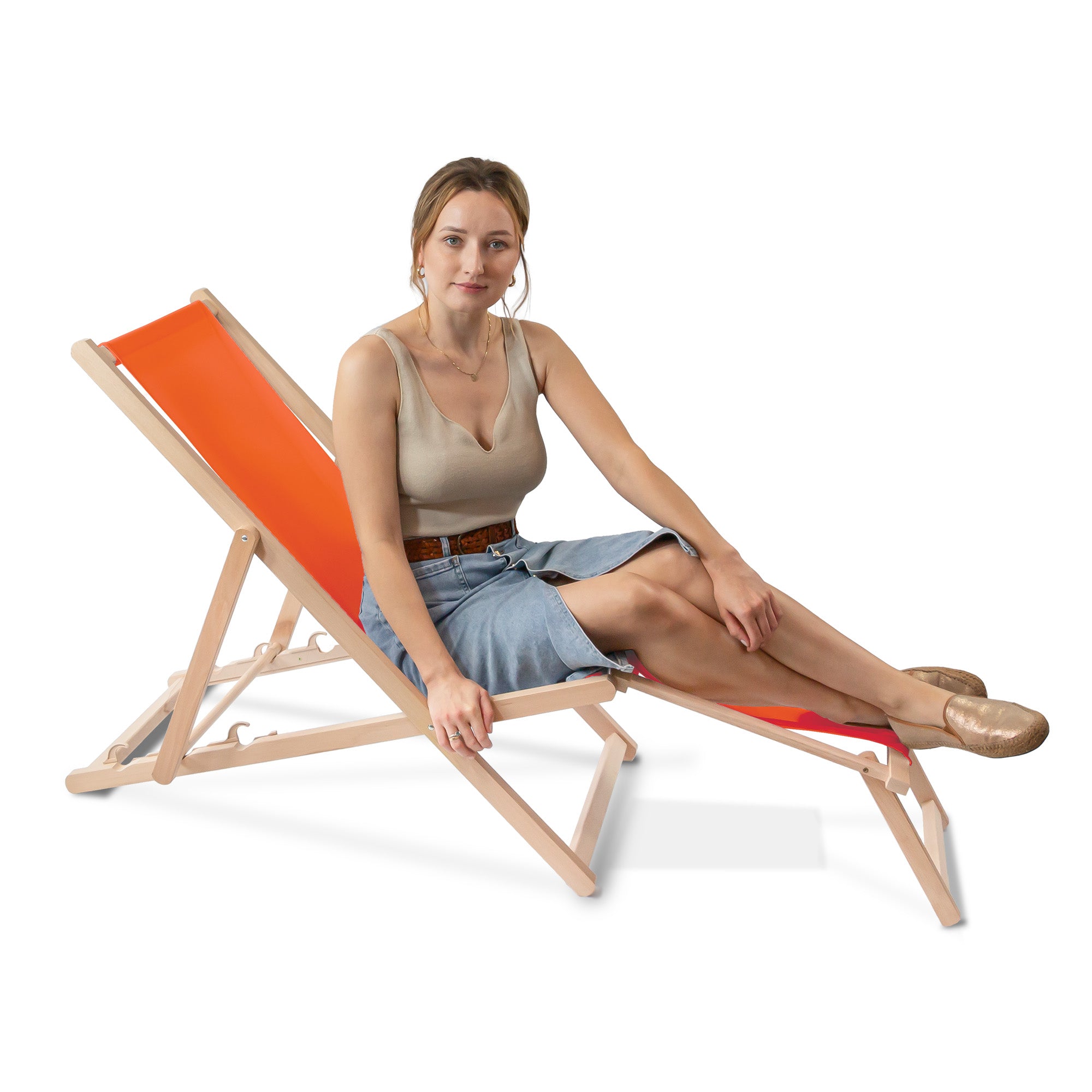 Dřevěné lehátko s podnožkou Orange