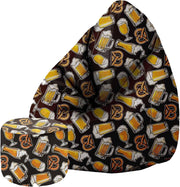 Pearshape Pouf with Footrest Beer And Pretzels-Velvet