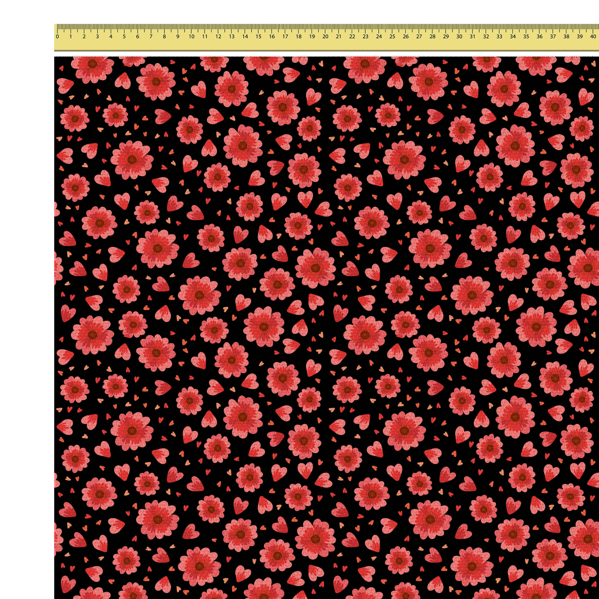 Red Flowers and Hearts-Velvet