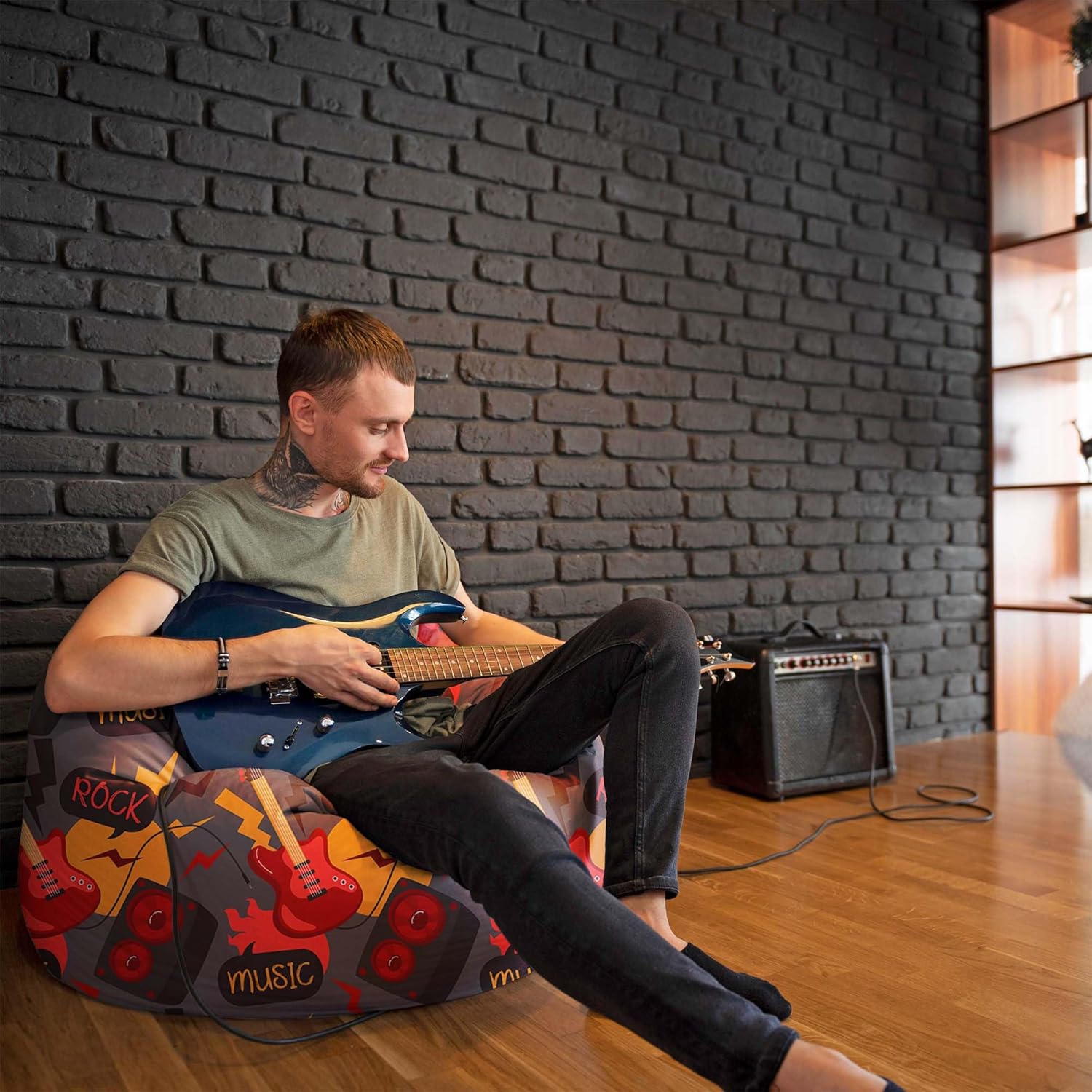Pearshape Pouf with Footrest Music
