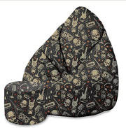 Sedací vak Pearshape s podnožkou Skull-Velvet