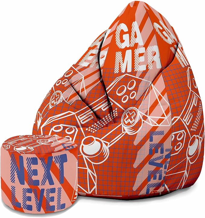 Pearshape Pouf with Footrest Gamer Next Level-Velvet