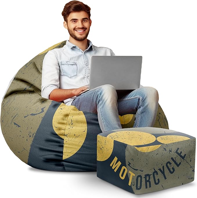 Paradise Sitzsack mit Fußhocker Motorcycle