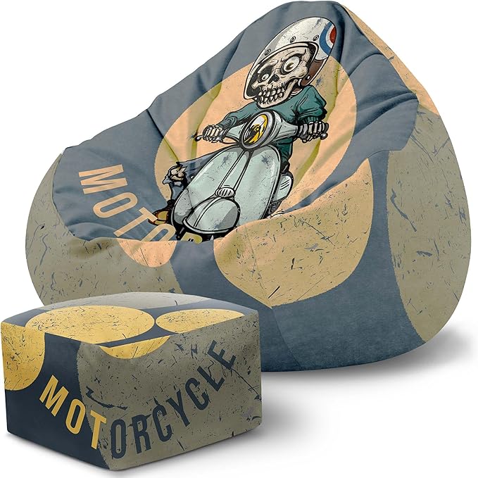 Paradise Sitzsack mit Fußhocker Motorcycle