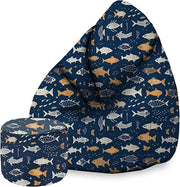 Pearshape Pouf with Footrest Fish-Oxford