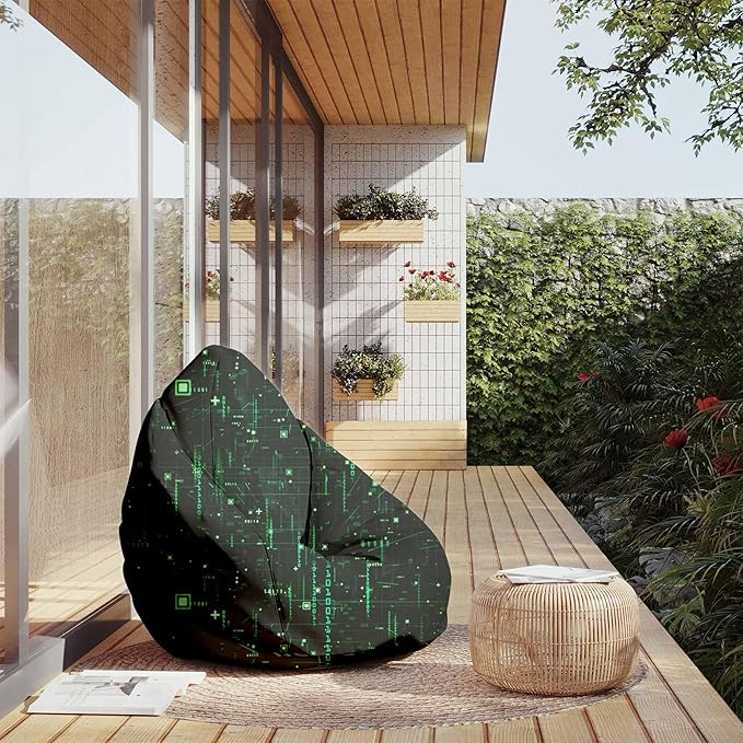 Puf Pearshape s podnožkou Cyberpunk-Velvet