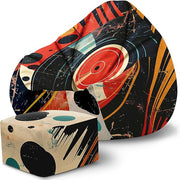 Paradise Pouf with Footrest Music-Oxford
