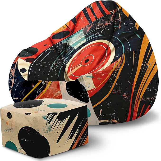 Paradise Pouf with Footrest Music-Oxford
