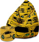 Pearshape Pouf with Footrest Yellow Car-Velvet
