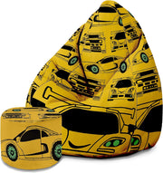 Pearshape Pouf with Footrest Yellow Car-Oxford