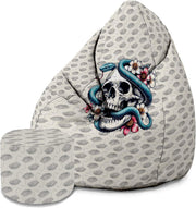Puf Pearshape s podnožkou Snake Skull Flower-Velvet