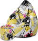 Pearshape Pouf with Footrest Screaming Faces-Velvet