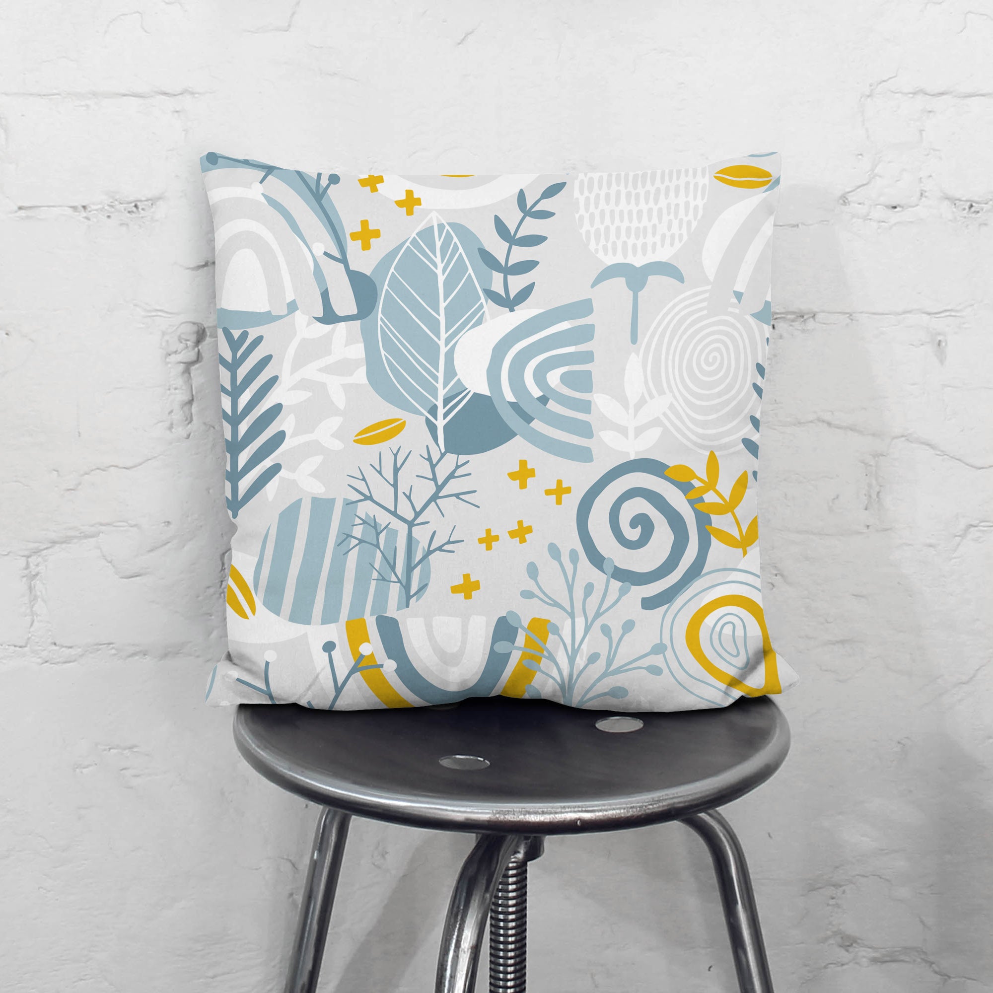Grey Floral Pattern-Mikrofibra Płaska