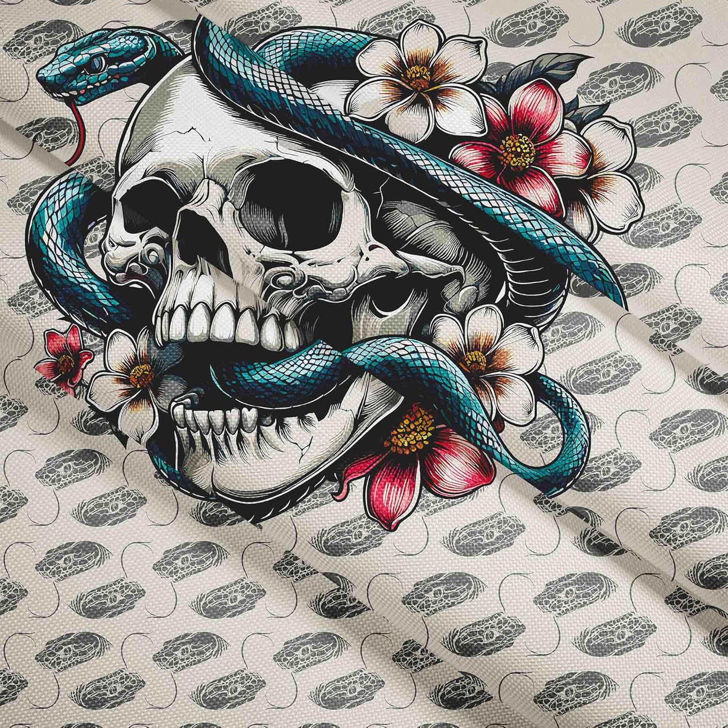 Puf Pearshape s podnožkou Snake Skull Flower-Velvet